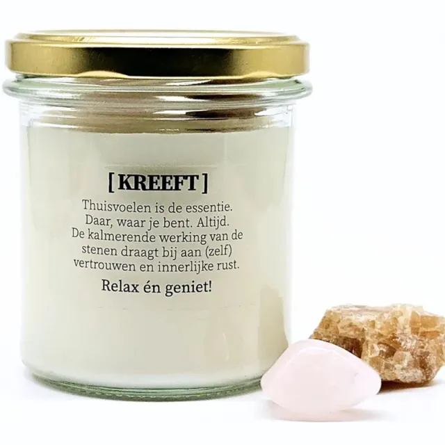 Candlelight-on sterrenbeeld kaars met edelstenen - Kreeft - o.b.v. sojawas en etherische oliën