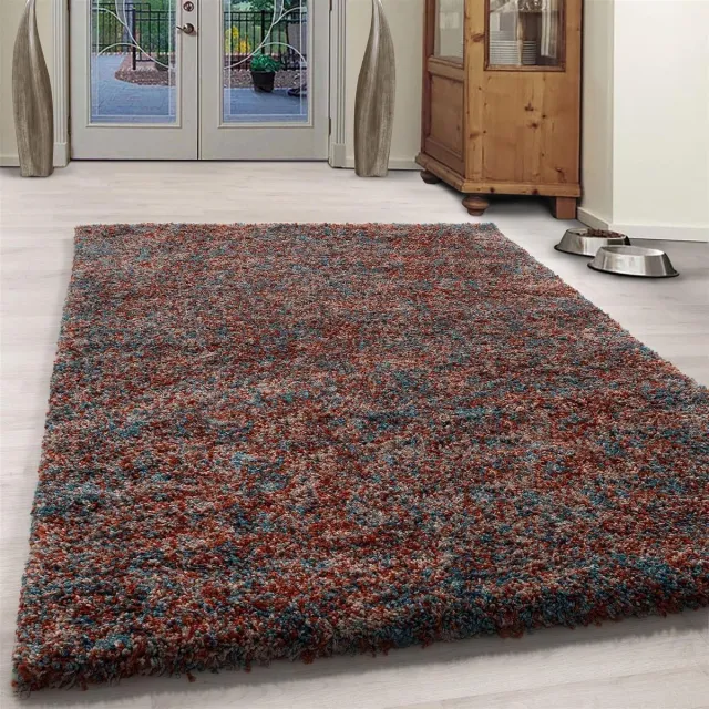 flycarpets Lorium Vloerkleed - 140x200 cm - Terra/Blauw/Beige - Hoogpolig Oranje