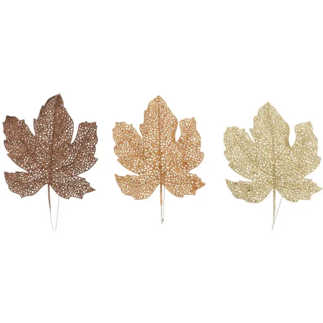Feeric lights & Christmas Lot de 3 feuilles d'érable de Noël en plastique marron 18 cm Mordoré