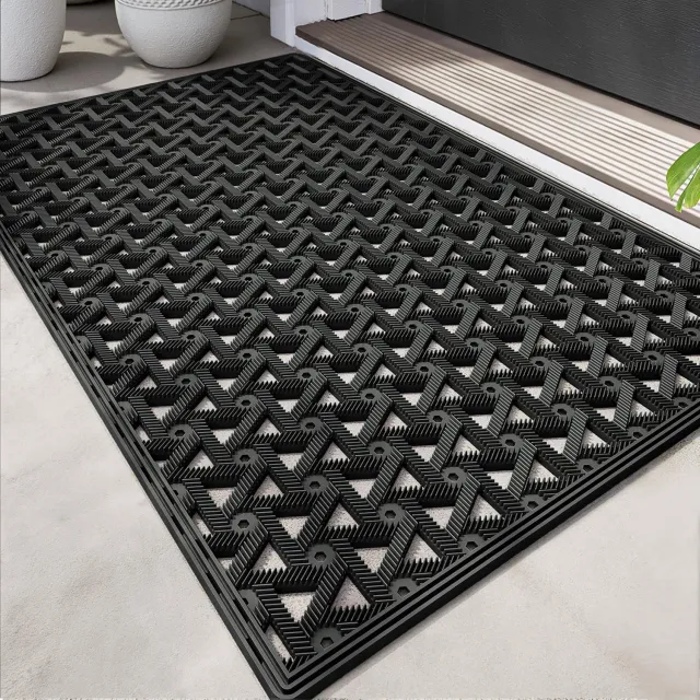 Famanu Deurmat Buiten - Houdt de entree schoon en droog - Antislip en waterdicht - Zwart 1 stuk