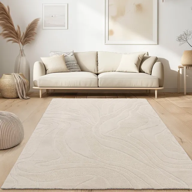 flycarpets Laagpolig Japandi Vloerkleed Aubela - Creme