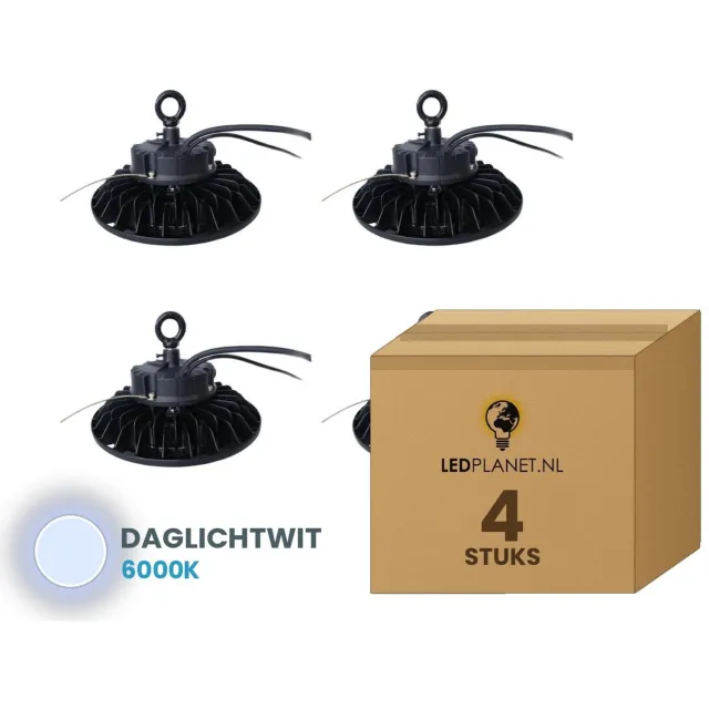 Tsong UFO Lamp - LED High Bay 200W - 30.000 lm - Daglichtwit 6000K - 4 stuks - DALI Dimbaar - IP65 - Hal, Werkplaats- & Garageverlichting - 5 jaar garantie