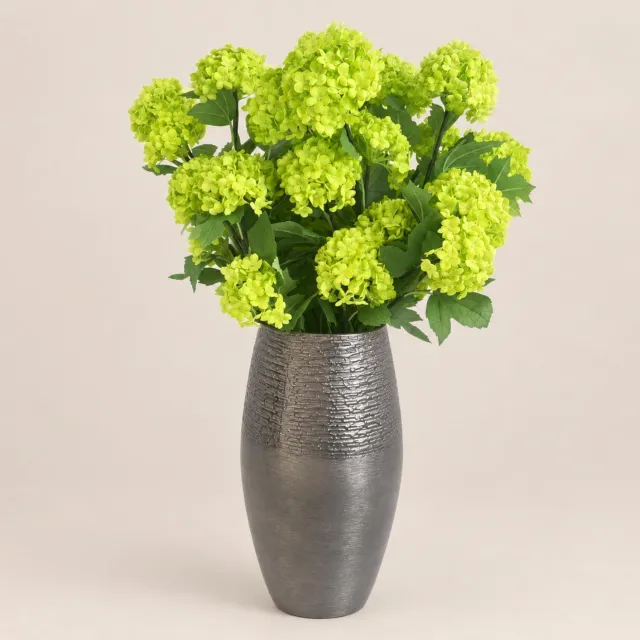 Bellatio Design Kunstbloem Viburnum / sneeuwbal Roseum - 7x - 60 cm - groen - losse steel - kunst zijdebloemen