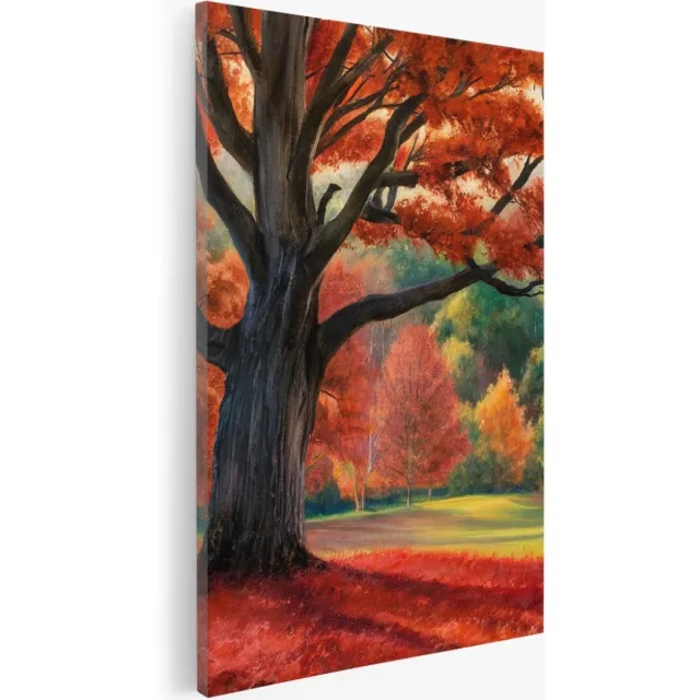 Saammp Canvas Schilderij - Rode herfst boom - Natuur - Bloemen - 30x40 - Foto op canvas - Wanddecoratie - Muurdecoratie Woonkamer - Slaapkamer decoratie - Canvas Print Multicolor