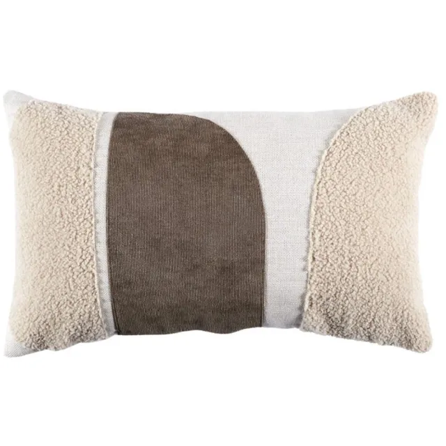 CASA DI ELTURO Sierkussen Terra – 30 x 50 cm – Beige & Bruin – Bouclé & Ribstof – Inclusief Vulling