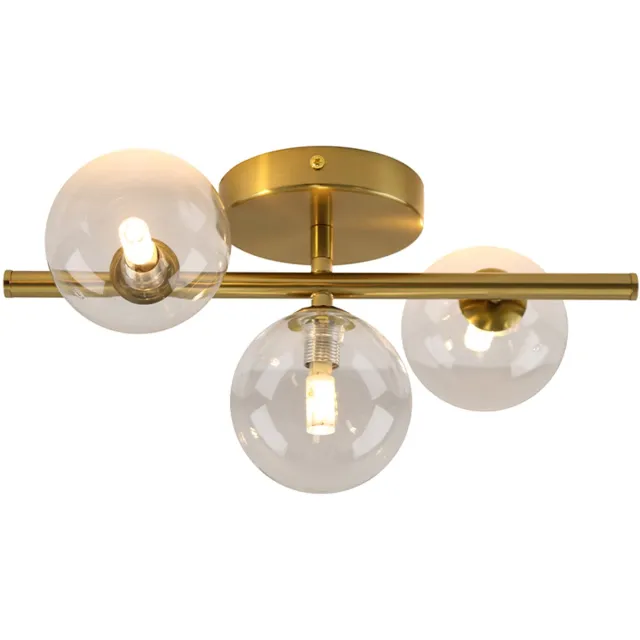 Olucia REMO - Plafondlamp - Transparant / Messing - Vorm: Rechthoek