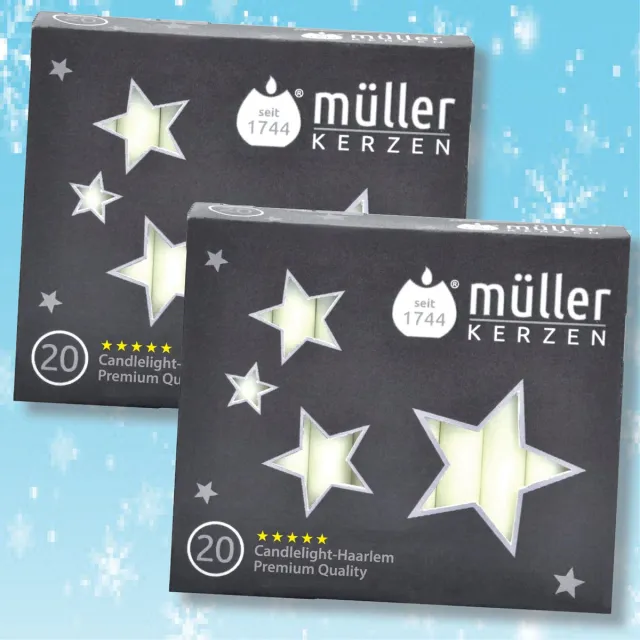Müller Kaarsjes voor de Angel Chimes - kaarsenmolentje 2x20 kaarsjes wit (kerstboomkaarsjes)