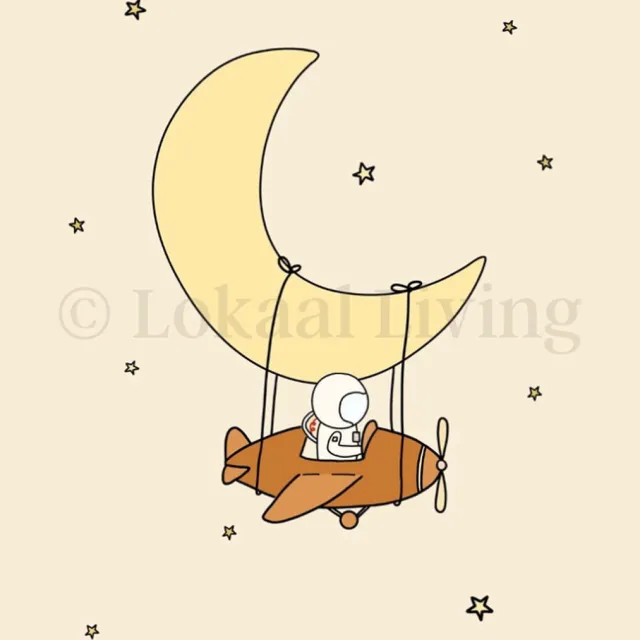 Lokaal Living a4 poster - luna - illustratie space - ruimte natuurlijk
