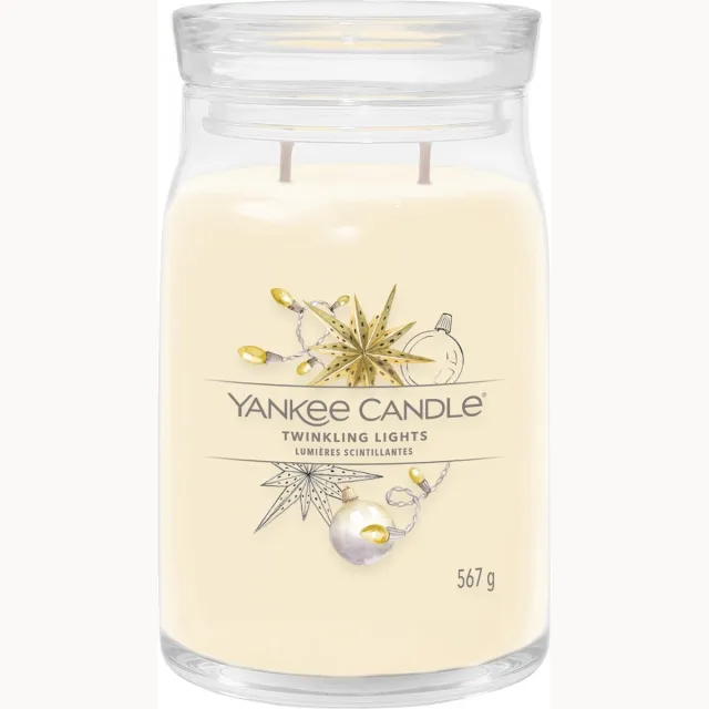 Yankee Candle Twinkling Lights Large Jar Geurkaars - 90 branduren - twee lonten Creme