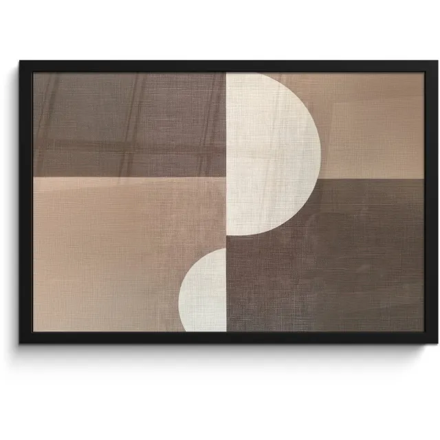 FrameYourWall Poster in lijst - Fotolijst 60x40 cm - Posters - Raster - Halve cirkels - Contrast - Posterlijst zwart - Decoratie - Wanddecoratie woonkamer - Muurdecoratie slaapkamer cirkels - Vlakken