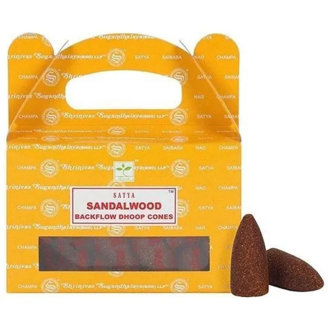 Zentana Satya Backflow Wierook Kegels - Sandelwood - Holle Wierookkegels - 24 Stuks