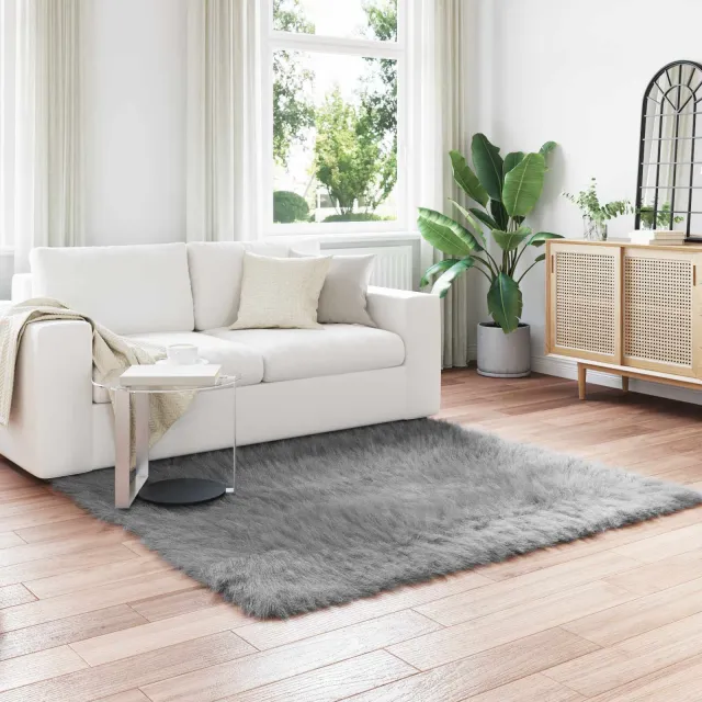 vidaXL Tapijt van imitatie TAFALLA Grijs 160 x 160 cm Polyester, foto 2
