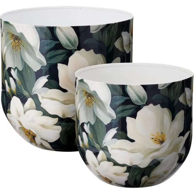 Home & Styling Vaas Bloemenprint - Set van 2 stuks - Multi Wit