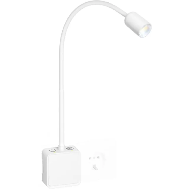 aura Leeslamp - Nachtlampje - Bedlampje - Zwart - 10cm x 10cm x 10cm Wit