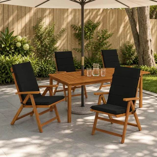 vidaXL Kussen voor stoel met hoge rug GEMERT 4 st 100% Polyester Zwart