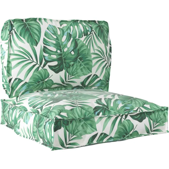 vidaXL Pallet Kussen Set Oxford Stof Groen Bladpatroon 70 x 70 x 12 cm