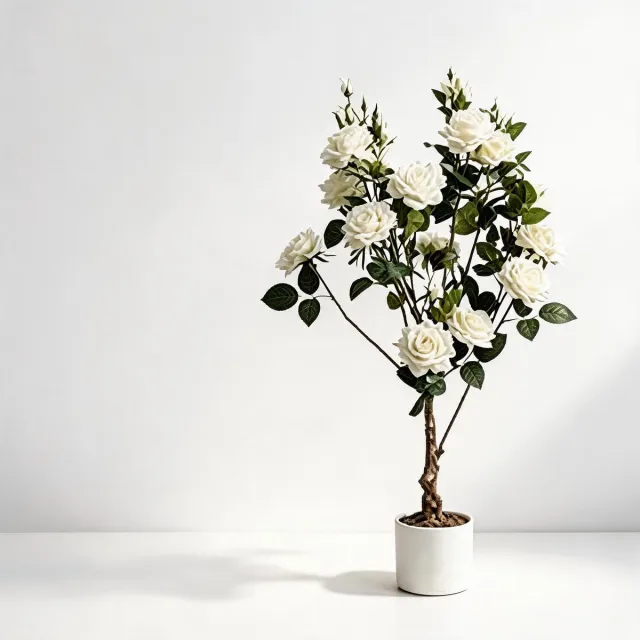 Danky luxe lenteroos kunstboom - enkel stuk 80cm wit hoogdetail polyester voor exclusieve decoratie