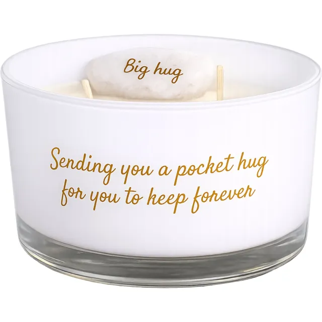 My Flame Lifestyle MY FLAME - Sojakaars met natuursteentje - SENDING YOU A POCKET HUG FOR YOU TO KEEP FOREVER - Geur: Fresh Cotton - Branduren: 50u - Kleur: Wit