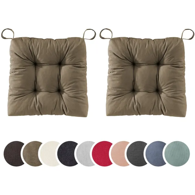 Sleepling set van 2 stoelkussens Basic 20 | 40 (voorkant) / 35 (achterkant) x 38 x 7 cm | zitkussen voor binnen en buiten | hoes van 100% katoen | met klittenband | Made in EU | taupe taupe; 2-delig