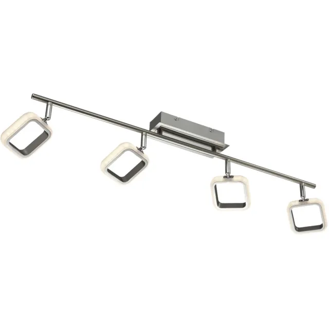 ESTO Plafondlamp Spot strip spot met beweegbare spots, metaal chroom, 4x LED 4x 5 watt 4x 350 lumen warm wit, LxH 89x18 cm zilver