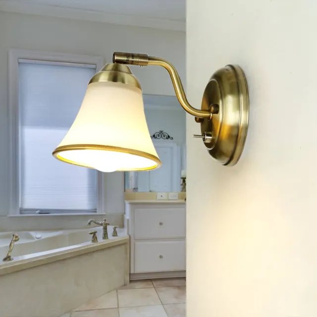 Licht Erlebnisse Licht-Erlebnisse - Grando - Wandlamp - E14 - van - Metaal glas - in - Brons wit Brons|wit