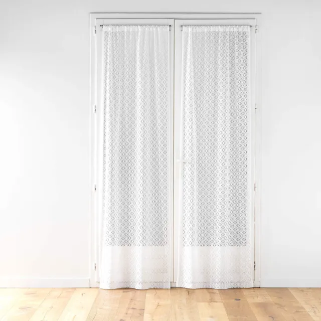 Douceur d intérieur Douceur d'intérieur - Set van twee vitrages met patroon ODILA, wit, 70 x 240 cm