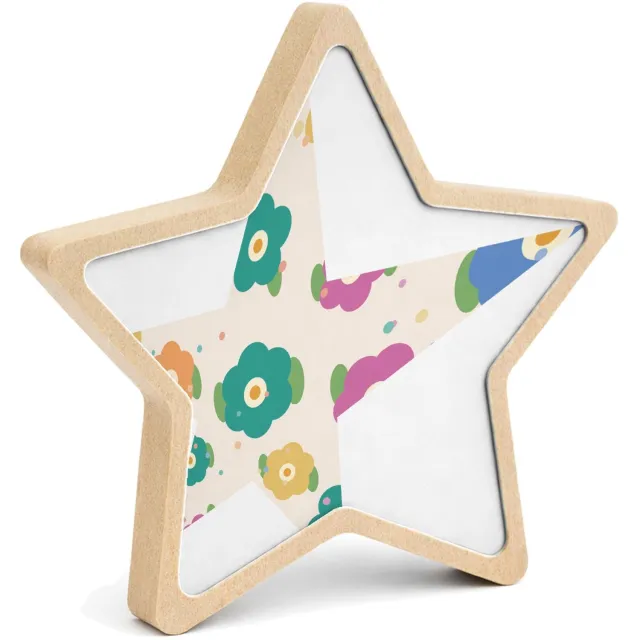 Mr Cadeautjes MDF fotolijst ster 14 x 13,5 - design Bloemenveld | cadeau Wit