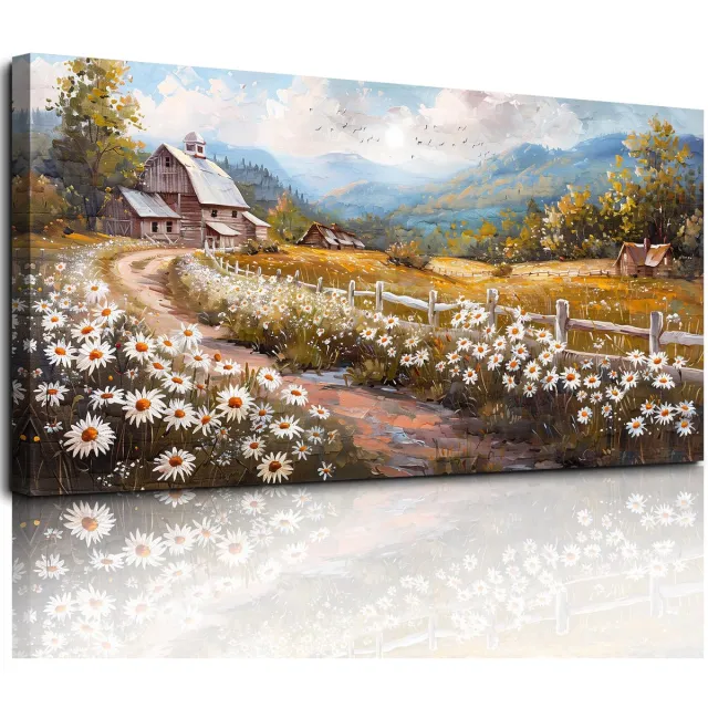 Unyqoos Betoverende Bloemenzee Canvas Wanddecoratie voor Diverse Ruimtes - 50 x 100 cm ge