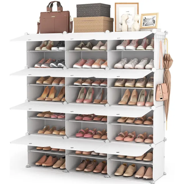 My Ninki ® Schoenenrek met Grote Capaciteit en Flexibele Opbergmogelijkheden voor 48 Paar Schoenen wit