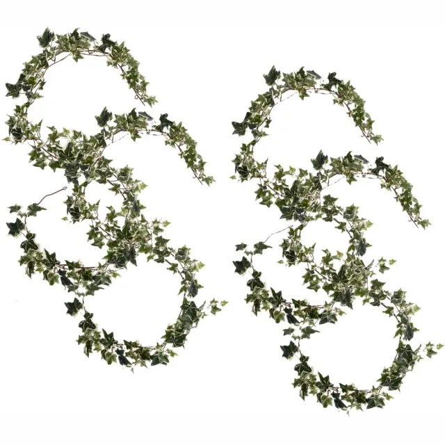 Mica Decorations Kunstplanten Hedera Slinger - 4x - 180 x 15 cm - groen mix - met grote bladeren - decoratief - bladgroen mix - klimop plant Lichtgroen