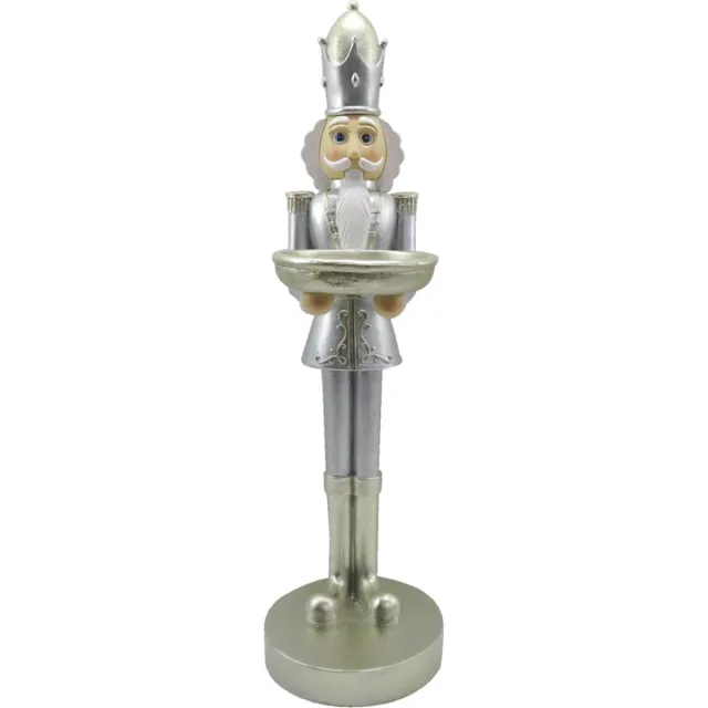 Clayre & Eef Beeld Notenkraker 40 cm Zilverkleurig Wit Kunststof
