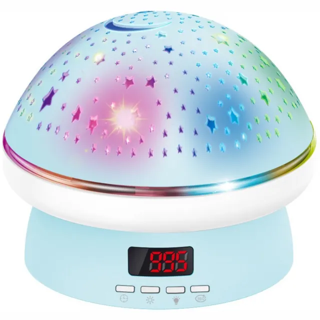 longziming Kawaii Paddenstoel Sterprojectornachtlamp - USB-C Oplaadbaar - 360° Rotatie - Kindvriendelijke Bediening - Leerzaam & Eenvoudig - Blauw