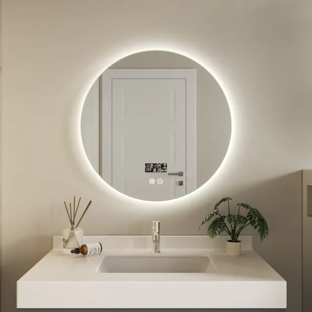 Quality Heating Bella Mirror Smart Badkamerspiegel met LED Verlichting & Verwarming – Wandspiegel Rond – Anti Condens Douchespiegel - frameloos - 60CM Instelbaar en dimbaar