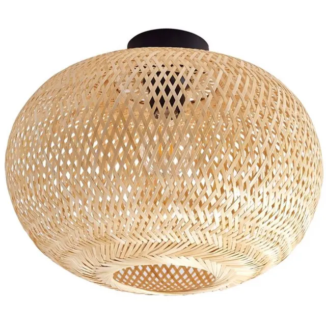 Lindby plafondlamp hout - 1licht - Bamboe, ijzer - H: 26.5 cm - E27 - bamboenatuur