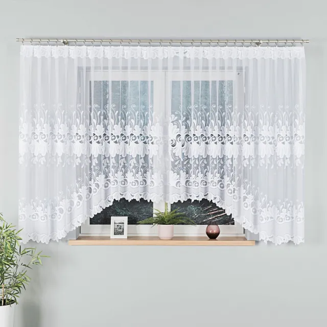 Markizeta Serie - Jacquard Gordijn - 500x160 cm - Wit - Florale Motieven