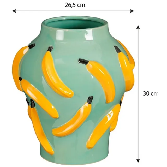 Mica Decorations Moza Vaas - H30 x Ø27 cm - Keramiek - Groen, Geel
