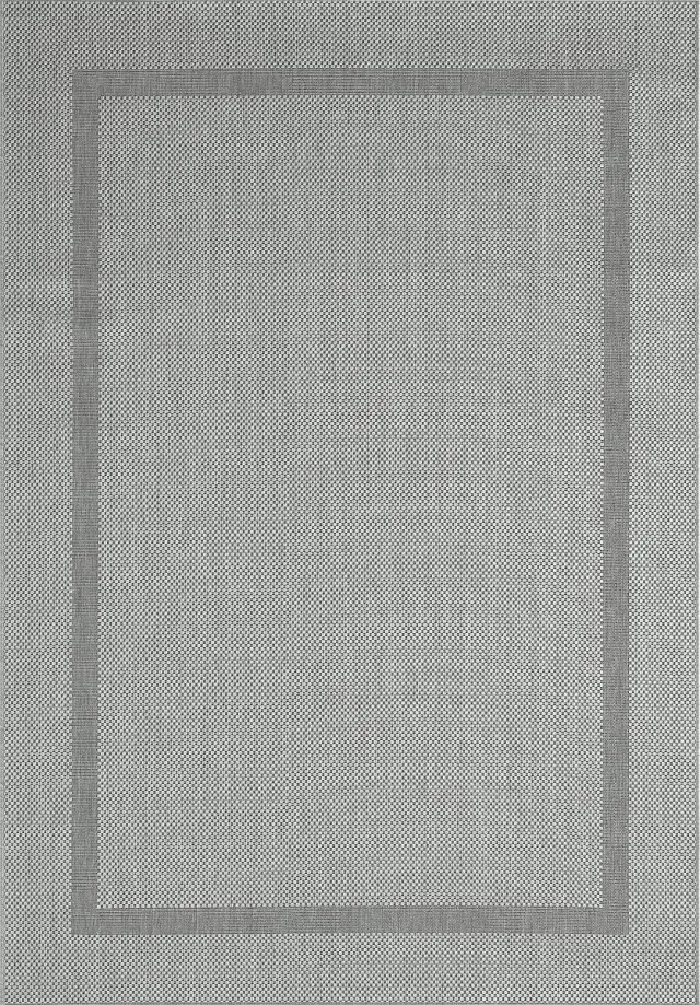 the carpet Mistra – robuust buitentapijt, weerbestendig & modern, voor balkon, terras of keuken, grijs met subtiel kaderpatroon in geweven look, 200 x 280 cm