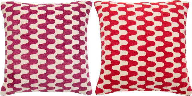 J-Line kussen Golf - katoen - bordeaux/paars - 2 stuks Rood