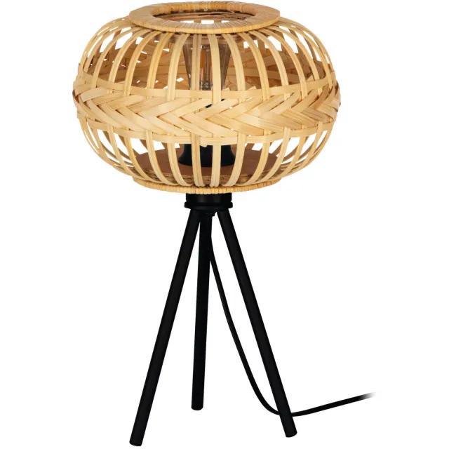 Eglo Amsfield 1 Tafellamp - E27 - 41 cm - Zwart|Hout Zwart;Lichtbruin;