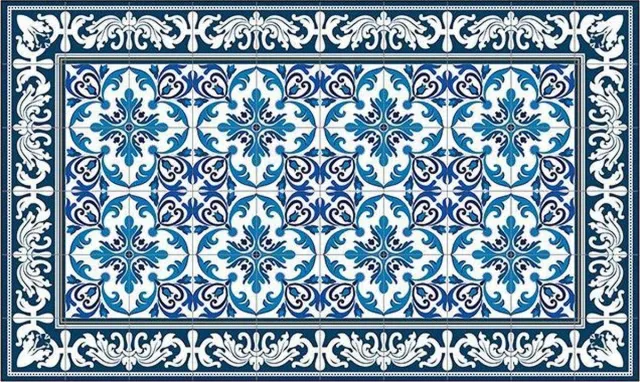 Finesse Vloerkleed Tapijt Vinyl Mat Vloerbedekking - Vlak - 1 Stuk - Azulejo