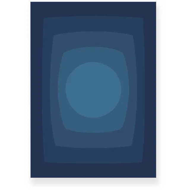 Yisual Poster 50x70 cm - Abstracte Kleurovergang - Cirkel - Blauw - Donkerblauw - Vintage - Op-Art - Muurdecoratie - Wanddecoratie
