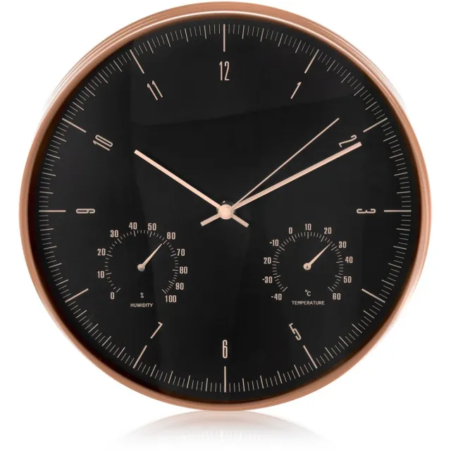 Maclean Wandklok met thermometer en hygrometer CE70 G goude kleur