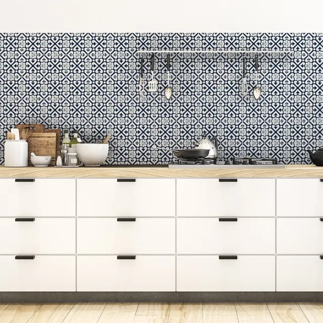 Ambiance Sticker Zelfklevende tegelmuurstickers voor keuken en badkamer - 60 tegelstickers, Azulejos Filmonena-stijl - 60 stickers, 15x15 cm Multi color