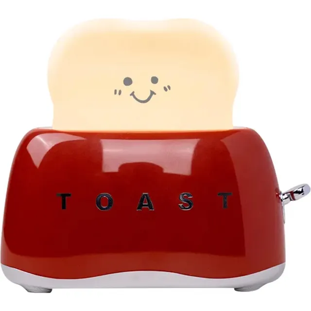 3Babies Nachtlampje – Toastlamp – Dimbaar LED-lamp – Broodrooster Nachtlampje – Oplaadbaar En Timer Instelling – Bedlamp – Nachtlampjes –Dieprood