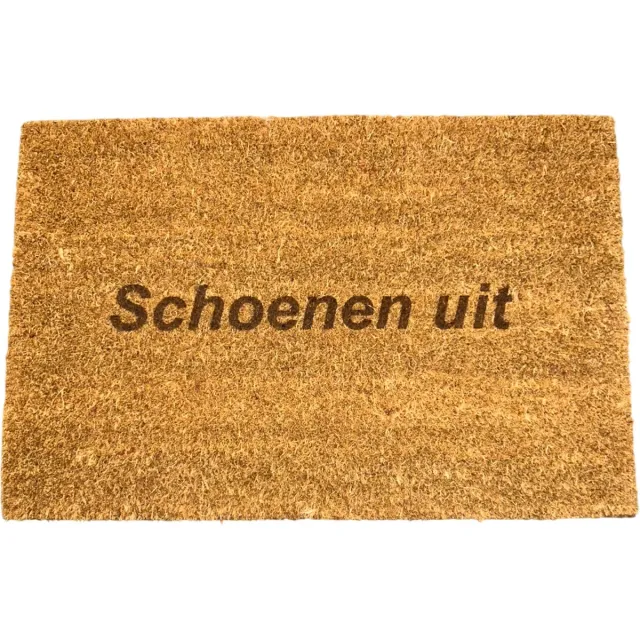 De Lange Trading Deurmat - Deurmat met tekst - Deurmat kokos - Deurmat binnen - Schoenen uit - 40x60 cm - Kleur bruin - Humor