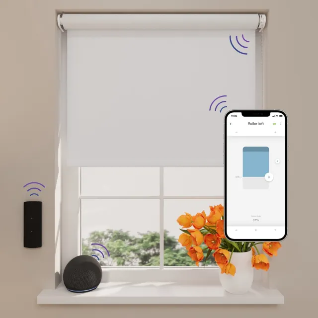 DTCH Elektrisch Rolgordijn Verduisterend - Easy - Off White - 130 x 190 cm - Motionblinds CMD-02-P