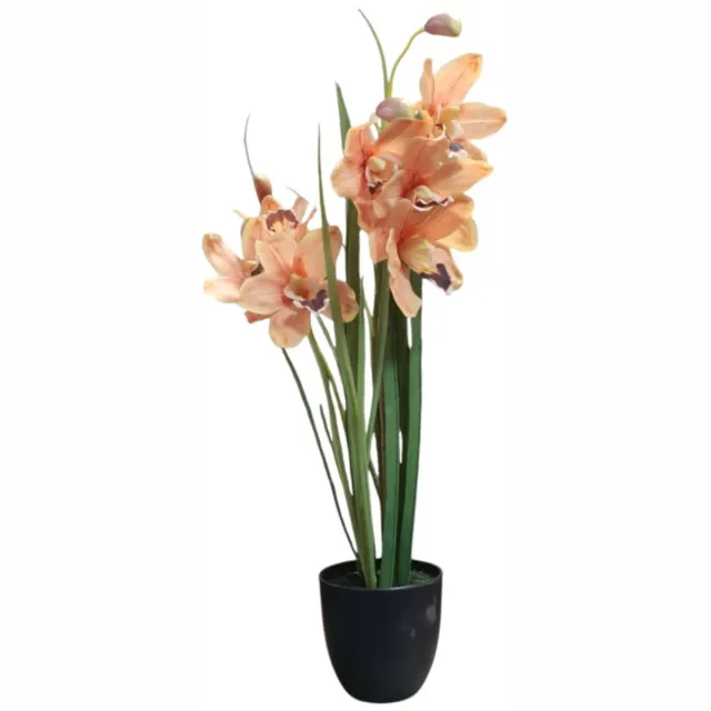 Mica Decorations kunstplant Cymbidium in pot geel oranje H71xD26cm