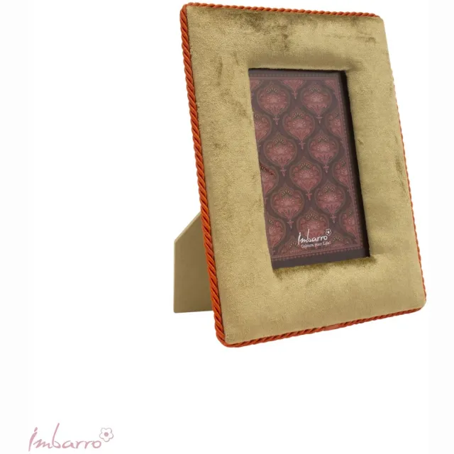 Imbarro Home & Fashion Imbarro - Fotolijst - Velvet - Olive - Olijfgroen - Oranje - Voor foto 9 x 14 cm - Totaal 18x23cm