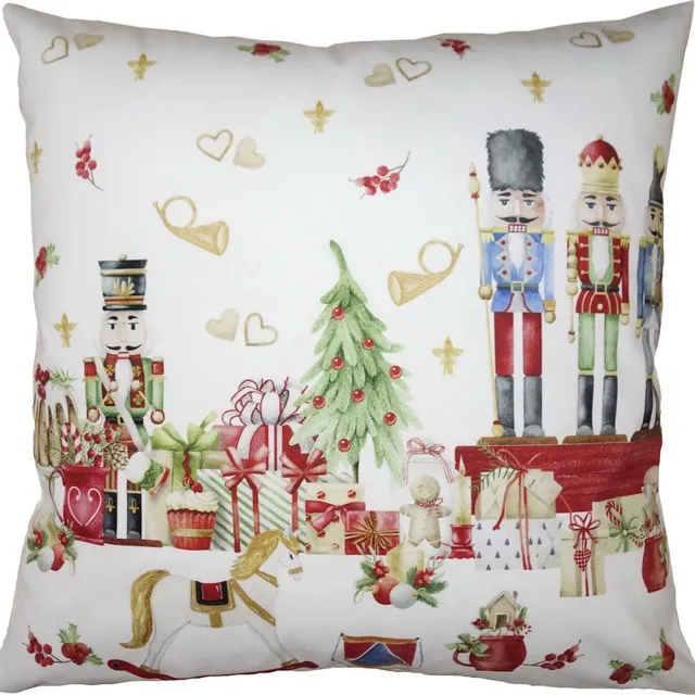 Clayre & Eef Kussenhoes 45x45 cm Rood Wit Polyester Notenkrakers