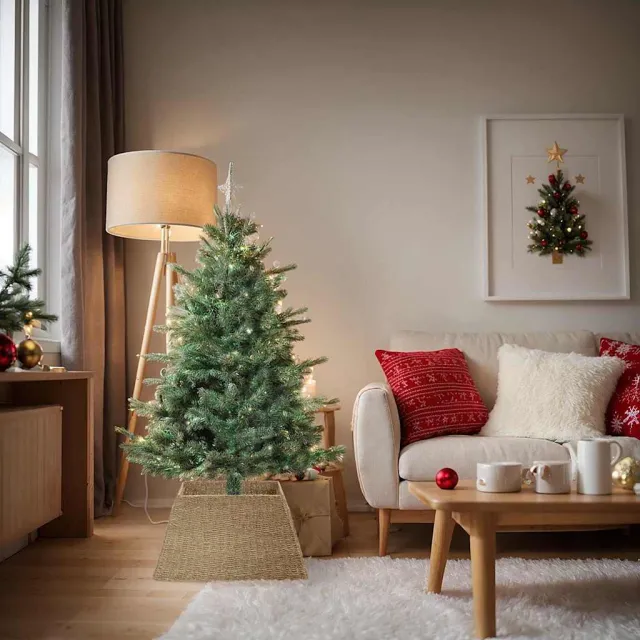 vidaXL Kerstboomkraag Vierkant Bruin 70 x 70 x 28 cm Zeegras